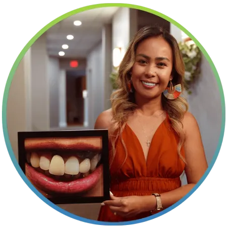 Patient smiling after receiving dental crown restorations at Nooga Dentistry